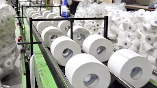 Toilet Paper Mass Production Factory. Korean Toilet Paper Roll Manufacturing Process