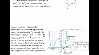The Intermediate Value Theorem and Showing a Polynomial Function has a Zero on a Given Interval