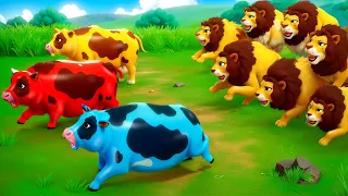 Magical Super Cows Takes on Lion and Tiger | Funny Animals Encounters | Farm vs Wild Animals