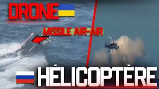 COMBAT DRONE WITH AIR-TO-AIR MISSILE VS RUSSIAN HELICOPTER IN UKRAINE