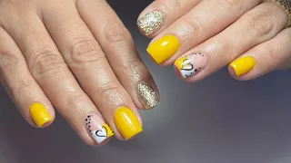 Baño de acrílico en diseño amarillo | Colaboración con Janny’s nails 🩷