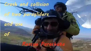 Fall Tandem paragliders and use of rescue  Parachute