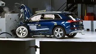 2019 Audi e-tron driver-side small overlap IIHS crash test