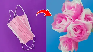 Rose out of face mask /How to make flowers Bouquet from face Masks | Beautiful  Roses Making