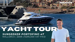 Yacht Tour of stunning black Sunseeker Portofino 47 MARLU!