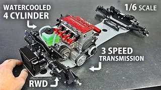 FOUR Cylinder 1/6th Scale RC Car Build - Engine Installation & Transmission