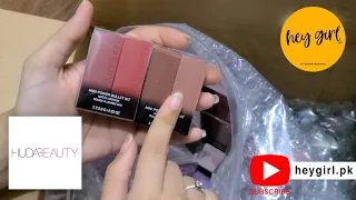 Huda Beauty Unboxing | Power Bullet Matte Lipsticks | Mini Power Kits - Reds & Nudes | HeyGirl.pk