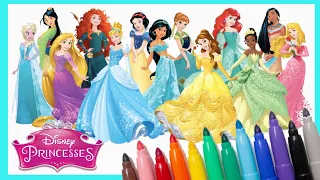 COLOURING DISNEY PRINCESSES COLOR REVEAL Mewarnai Princess