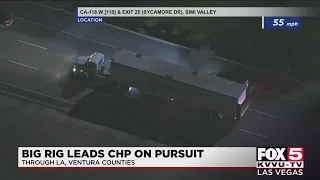 Reportedly stolen big rig leads California officers on pursuit