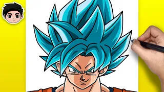 How to Draw Goku SSJ Blue from Dragon Ball | Easy Step-by-Step