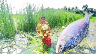 1.5 kg পদ্মার ইলিশ মাছ কেটে দুই ধরণের রান্না করলাম সাথে ইলিশমাছের মাথা দিয়ে শাপলা রেসিপি||fish curry