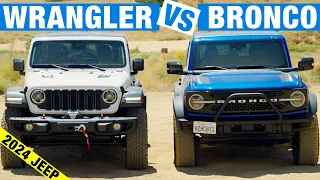 2024 Jeep Wrangler vs. Ford Bronco Comparison Test | Off-Road Capability, Interior Overview & More!