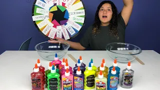 3 COLORS OF GLUE SLIME CHALLENGE CHALLENGE MYSTERY WHEEL OF SLIME EDITION ALL BY MYSELF