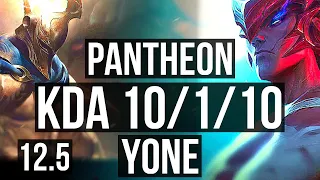 PANTHEON vs YONE (MID) | 10/1/10, 68% winrate, Godlike | EUW Master | 12.5
