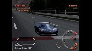 Gran turismo 2 Lotus Elise GT1 Max Speed Gameplay All Cars Arcade Mode PS1 Blue Line Menu Intro Open