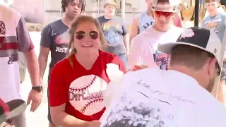 Volunteers work together to make 5,000 sandbags for communities affected by floodwaters