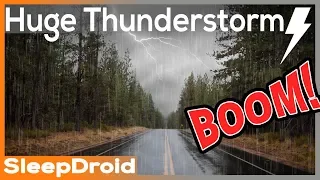 ►10 hours of Rain and Huge Thunder. Storm Sounds on a Road Through the Forest for Sleeping ~ 10hr