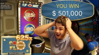 $500,000 MAX CRAZY TIME COINFLIP WIN!!!!