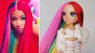 Doll Reroot: Split Rainbow Hair inspired by Nicki Minaj [Rainbow High]