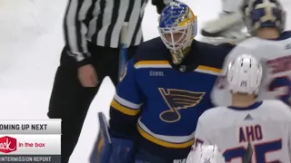 A Frustrated Jordan Binnington Bumps Ilya Sorokin As The Second Period Ends