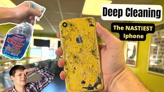 Deep cleaning the nastiest #iphone and case I’ve ever seen 🤢🤮 #asmr #gross #nasty #hair #discord