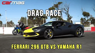 DRAG RACE: Ferrari 296 GTB vs Yamaha R1