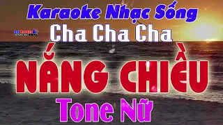 Nắng Chiều Karaoke Tone Nữ Nhạc Sống Cha Cha Cha || Karaoke Đại Nghiệp