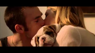 London (2005) - Jessica Biel and Chris Evans kissing with a puppy