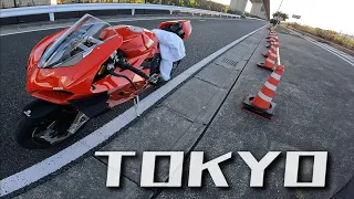 Relaxed under a Big Bridge across Tokyo Bay with my Panigale V4S