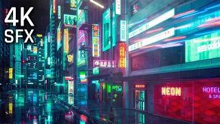 Rain in Future City with Rain SFX - Relaxing Live Wallpaper 4K / Wallpaper Engine