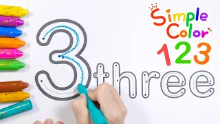 For kids learn number | Learning to Write and Read the Number 3 with Green Crayons for Kids