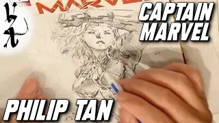 Philip Tan drawing Captain Marvel