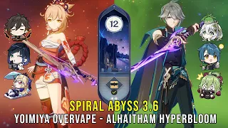 C0 Yoimiya Overvape and C0 Alhaitham Hyperbloom - Genshin Impact Abyss 3.6 - Floor 12 9 Stars