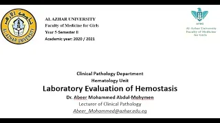 Laboratory Evaluation of Hemostasis for Undergraduates