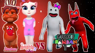 Banban And Banbanella VS My Talking Angela 2 New Vs My Talking Tom 2 It's a scary game, I like it 😍