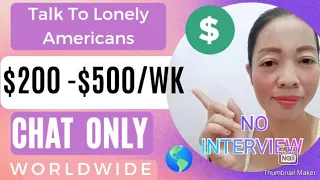 Work From Home CHAT JOBS:Earn 💵💰$500/Week: Talk To Lonely Americans: NO INTERVIEW