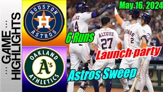 Houston Astros vs Athletics [Highlights] May 16, 2024 2 Run Home Run & 4 Runs. Tucker Sweep 🤘🤘🤘