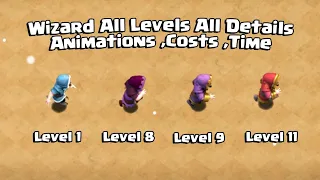 Wizard Level 1 to Level MAX All Animations | Costs | Times | Clash Of Clans