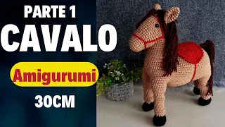 Amigurumi horse realistic style step by step.Standing amigurumi horse. Horse with amigurumi saddle