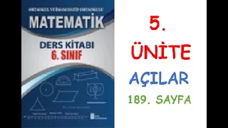 6. SINIF MATEMATİK DERS KİTABI 5. ÜNİTE AÇILAR 189. SAYFA