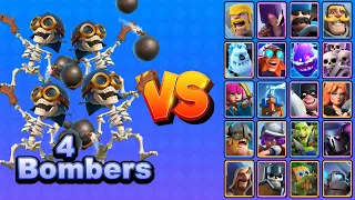 4 BOMBARDEROS vs TODAS LAS CARTAS TERRESTRES | Clash Royale