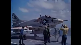 1960s Aircraft Carrier Operations A 4 Skyhawks HD footage