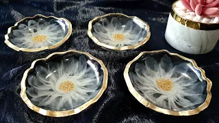 #1490 Cute Little Resin 3D Flower Trinket Bowls