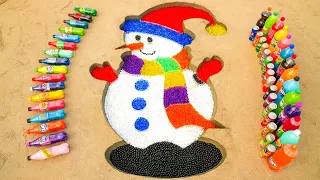 How to make Christmas Snowman with Rainbow Orbeez, Coca Cola, Fanta, Popular Soft Drinks and Mentos