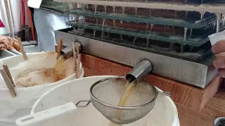 Homemade apple cider press finishing with max flow