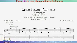 Green Leaves of Summer - Arr for Acoustic Fingerstyle Guitar with TABs