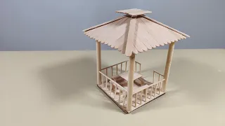 如何用雪糕棒製作一個微觀涼亭？How to make a microscopic gazebo out of ice cream sticks?