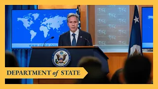 Secretary Blinken remarks to the press from the press briefing room