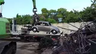 VW bug goes to the crusher lol