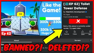was Toilet Tower Defense DELETED was Toilet Tower Defense BANNED on Roblox! #roblox